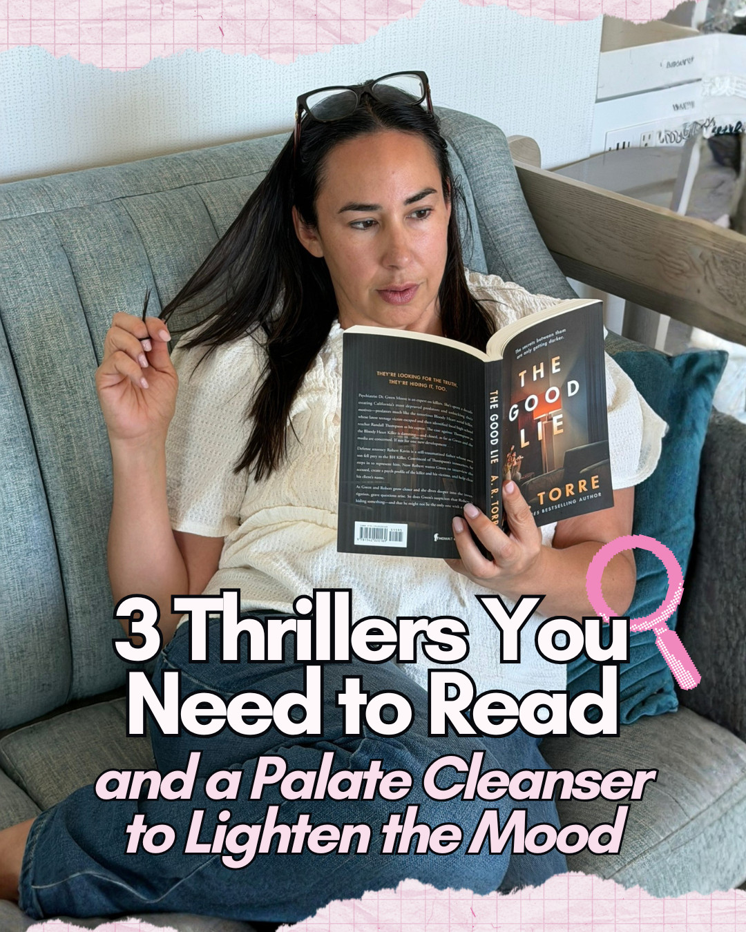 Three psychological thrillers I could not put down, plus one rom com palate cleanser to bring me back down to earth.

Do you prefer a physical book, ebook, or audiobook? I'm an audio lover.

Books mentioned are:
Behind Closed Doors by B.A. Paris,

The Good Lie by A.R. Torre,

Twenty Years Later by Charlie Donlea,

Dolly All the Time by Annabel Monaghan
 

 #LTKmomlife