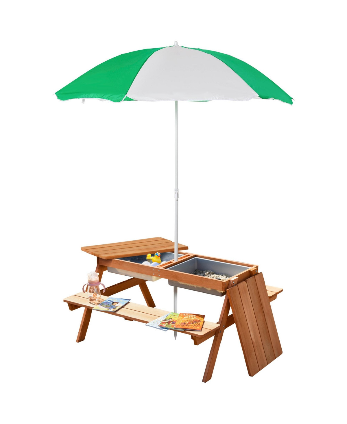Outsunny Kids Picnic Table, and Water Table, Kids Outdoor Furniture - Natural | Macy's