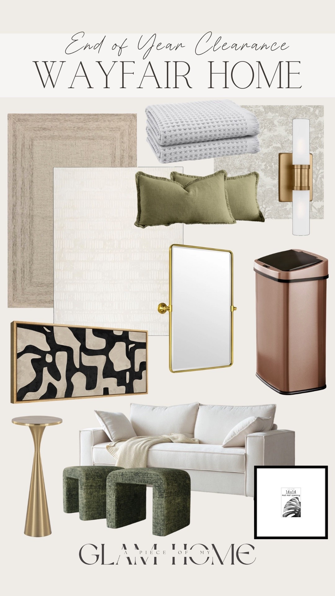 End of year clearance at Wayfair! 

Rug, pillow, sconces, trash can, wall art, couch, mirror, bath towel, wall paper, accent table 

#LTKHome #LTKSeasonal #LTKU