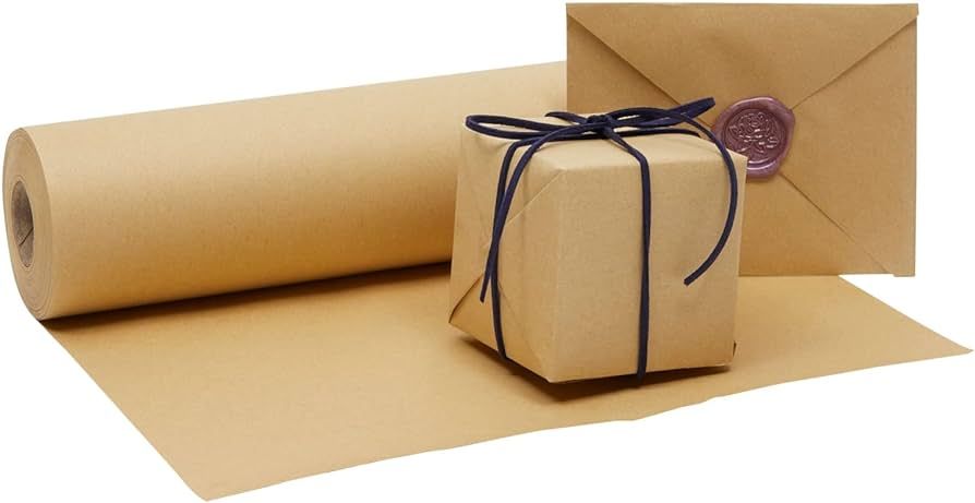 Juvale Kraft Paper Roll 12 x 1200 In, Plain Brown Shipping Paper for Gift Wrapping, Packing, DIY ... | Amazon (US)