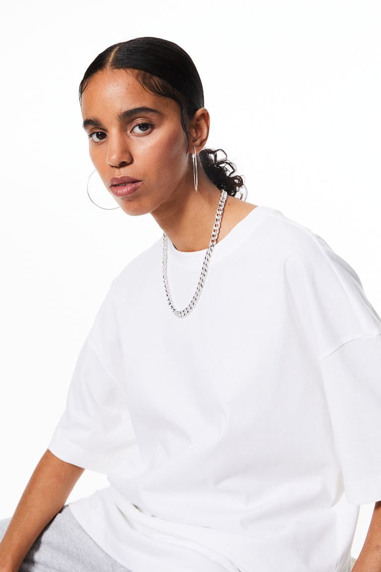 Oversized T-shirt - White - Ladies | H&M GB | H&M (UK, MY, IN, SG, PH, TW, HK)