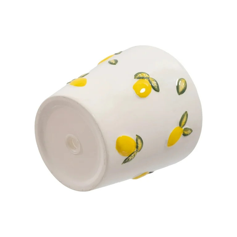 Mainstays 6.25" x 6.25" x 6" Round Cream and Yellow Ceramic Lemon Planter | Walmart (US)