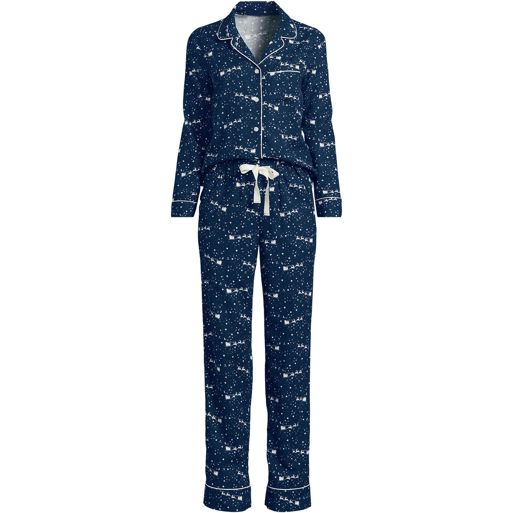 Women's Drapey Flannel 2 Piece Pajama Set - Top and Pants | Lands' End (US)