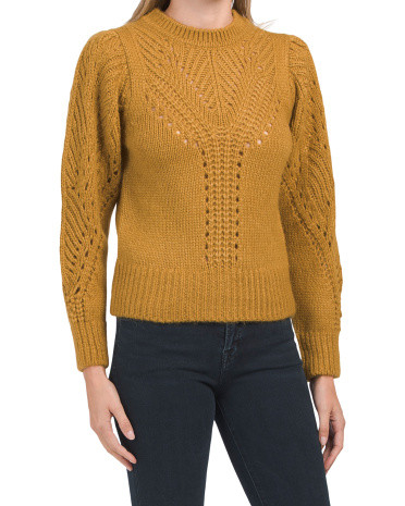 Plush Alpaca Blend Pointelle Crew Neck Sweater | TJ Maxx