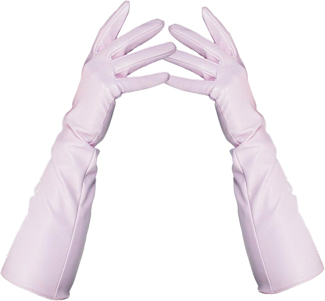 DooWayWomen Long Leather Gloves 16" Elbow Length Faux Lambskin Soft Dress Cocktail Party Gloves | Amazon (US)