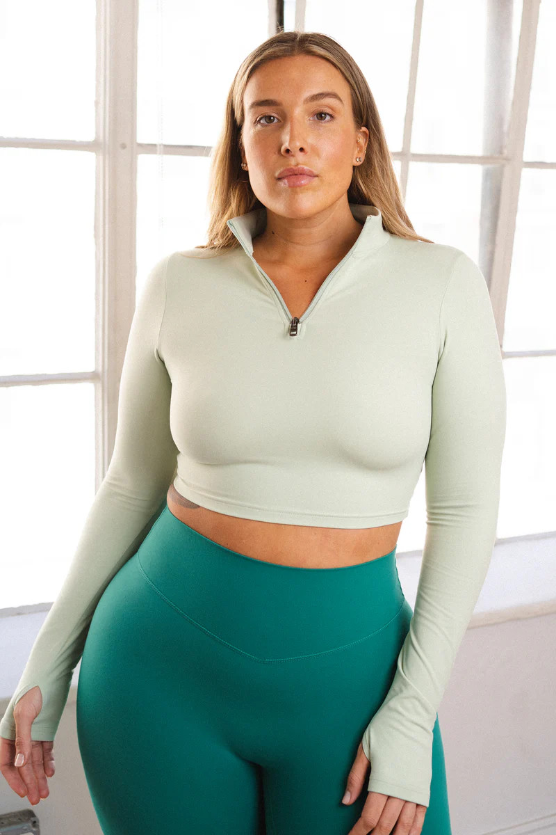 The Refine Cropped Zip - Halogen - Vitality Logo | Balance Athletica