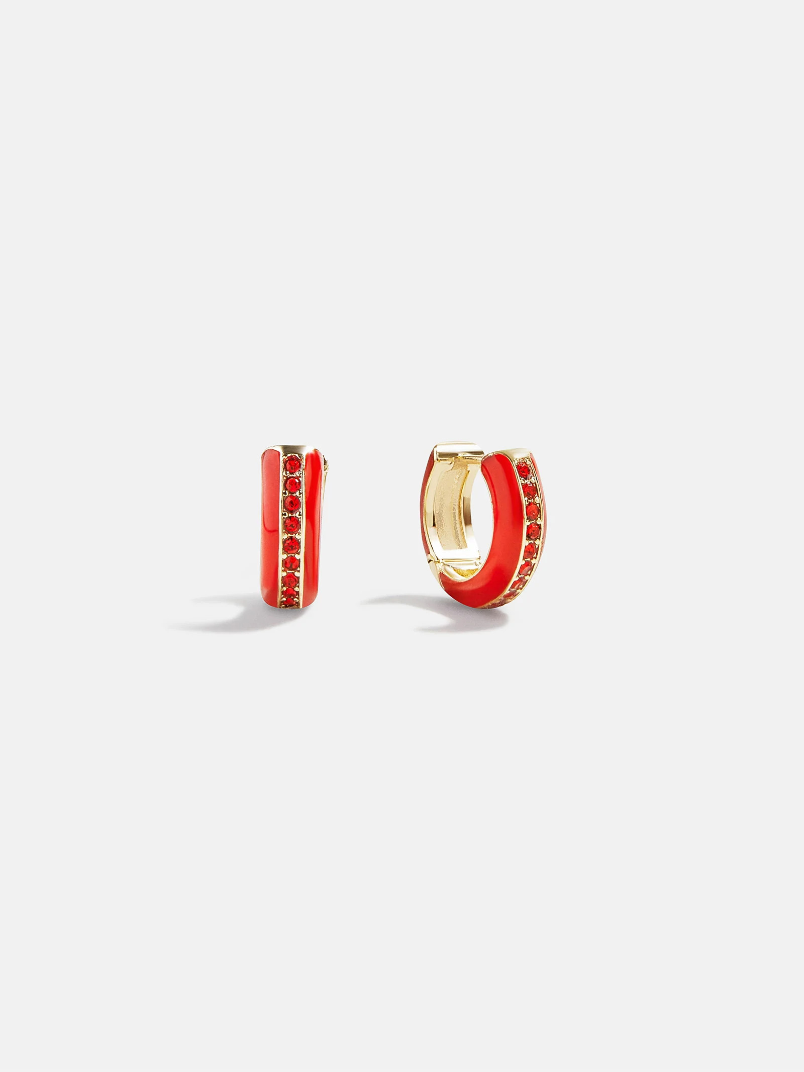 Game Day Enamel Huggie Earrings - Red | BaubleBar