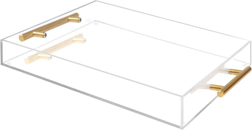11x14 Clear Acrylic Tray with Gold Handle,Rectangular Acrylic Decorative Tray for Home Decor,Part... | Amazon (US)