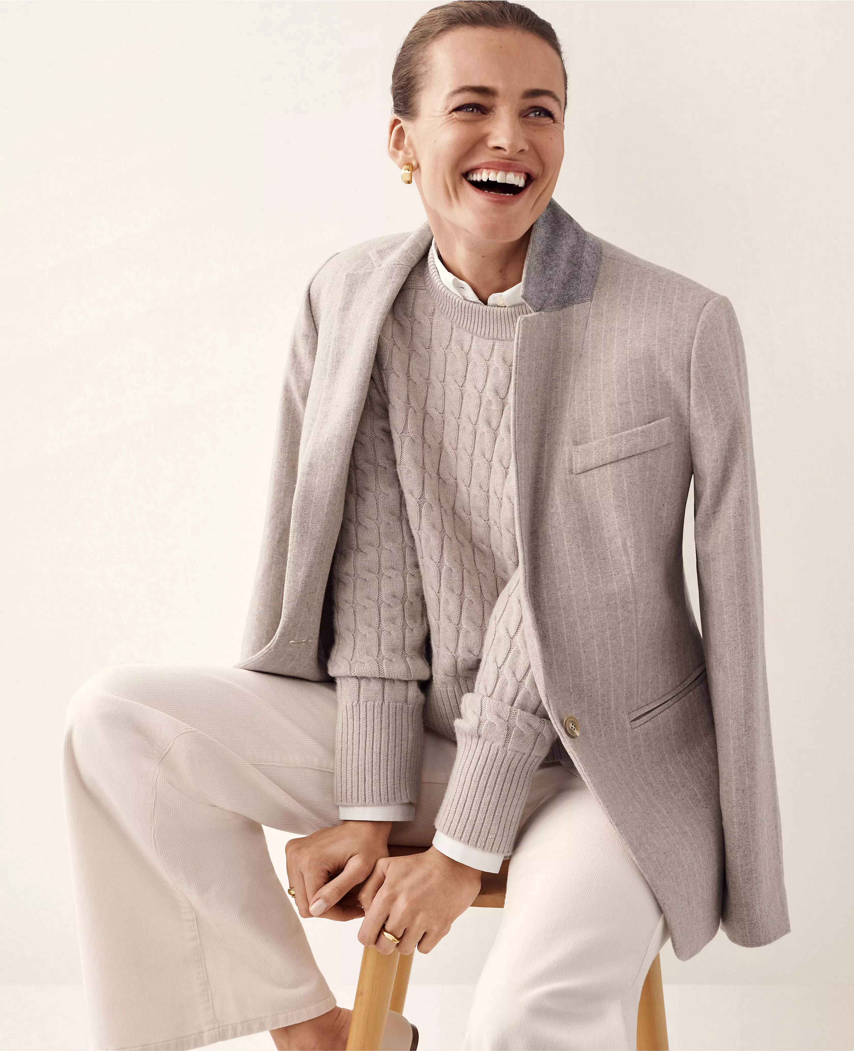 The Petite Hutton Blazer in Brushed Stripe | Ann Taylor (US)