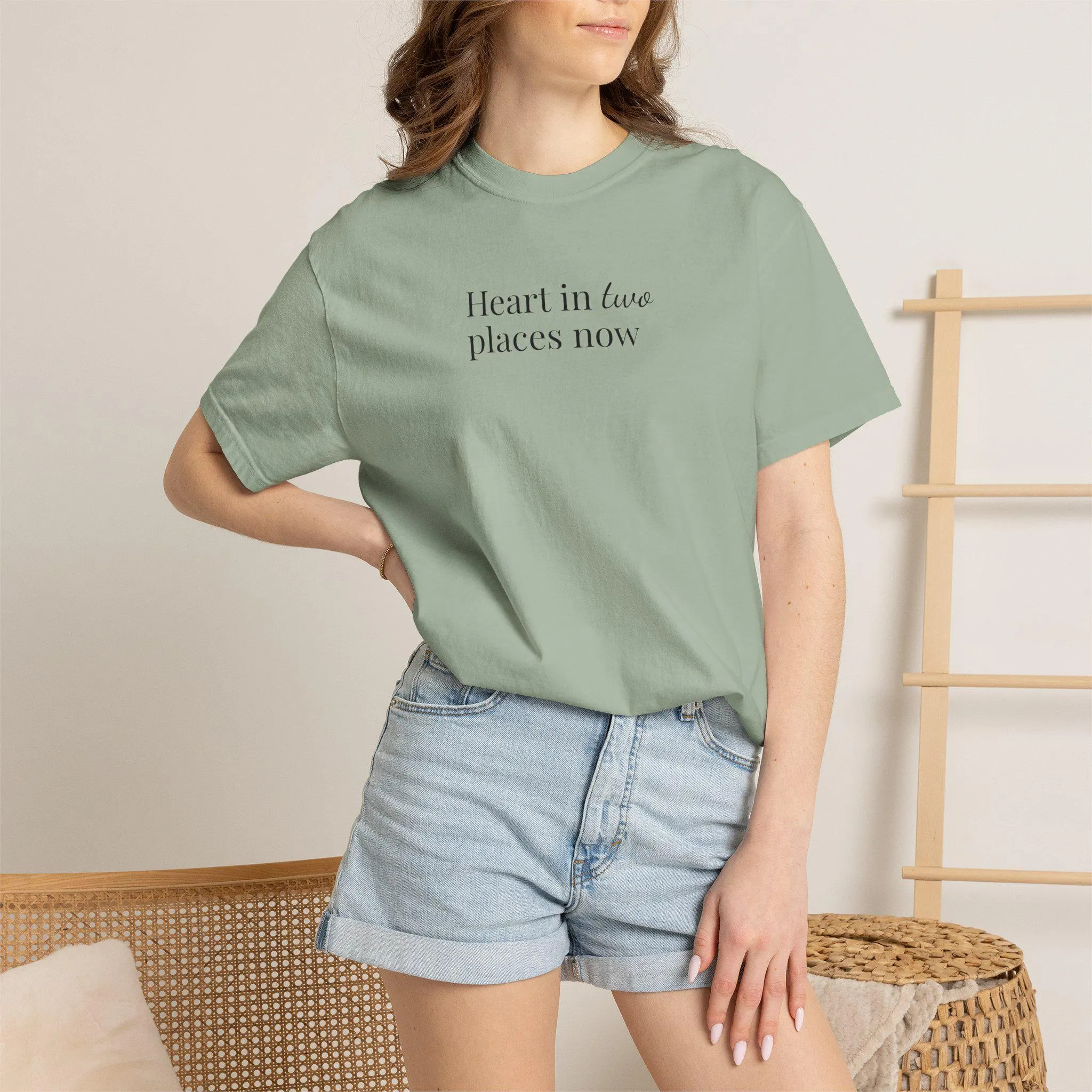 College Mom Shirt | Heart in Two Places Now Tee, Garment-Dyed Comfort Colors | Etsy (Global)