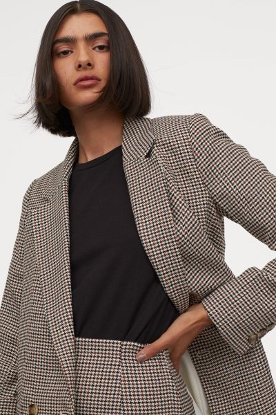 Oversized, double-breasted jacket in woven fabric. Notched lapels, front pockets with flap, and l... | H&M (US + CA)