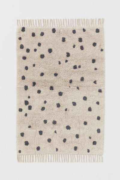 Spotted cotton rug - Light beige/Grey spotted - Home All | H&M GB | H&M (UK, MY, IN, SG, PH, TW, HK)