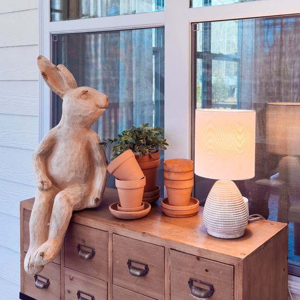 Faux Stone Bunny Shelf Sitter | Antique Farm House