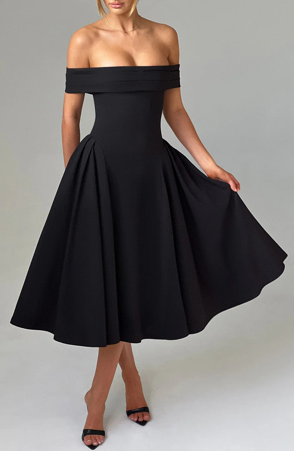 Miranda Midi Dress - Black | Babyboo (global)