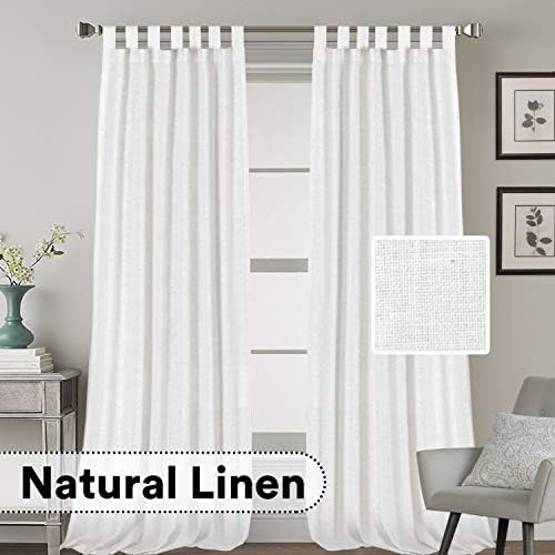 Natural Effect Extra Long Curtains Made of Linen Mixed Rich Material, Tab Top Curtains Pair Window C | Amazon (US)