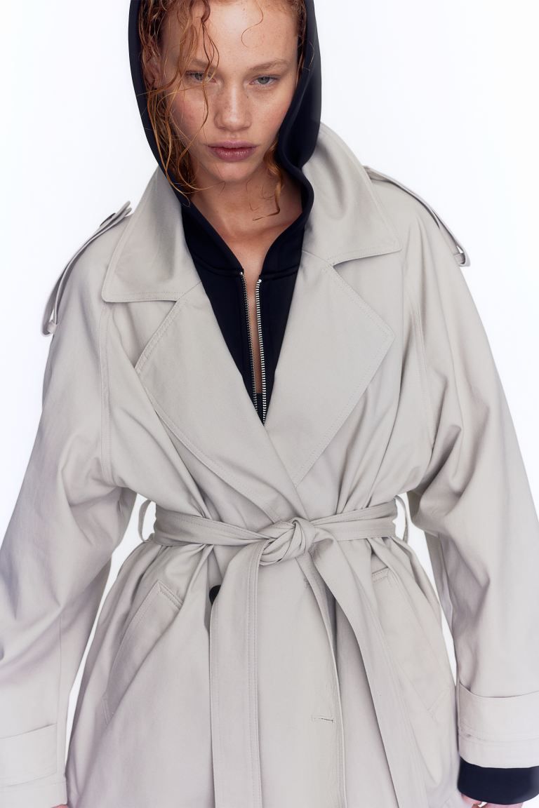 Short Trench Coat - Beige - Ladies | H&M US | H&M (US + CA)