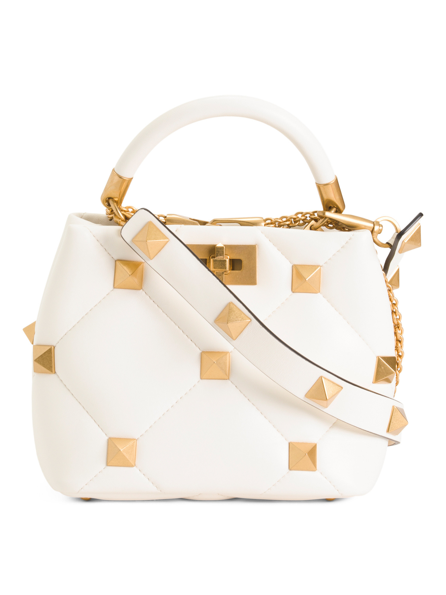 Made In Italy Leather Roman Stud Top Handle Shoulder Bag | TJ Maxx