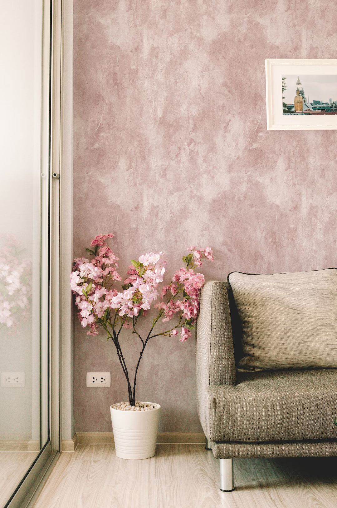 Minimal Paint Textured Wallpaper. Dusty Rose Colour. Peel and - Etsy | Etsy (US)