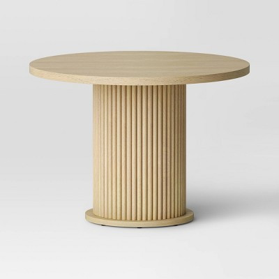Trumbull Round Pedestal Dining Table Fluted Base Natural Wood - Threshold™ | Target