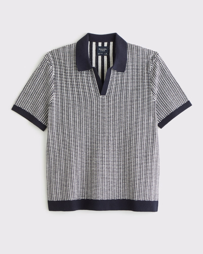 Men's Classic Stitch Johnny Collar Sweater Polo | Men's Tops | Abercrombie.com | Abercrombie & Fitch (US)