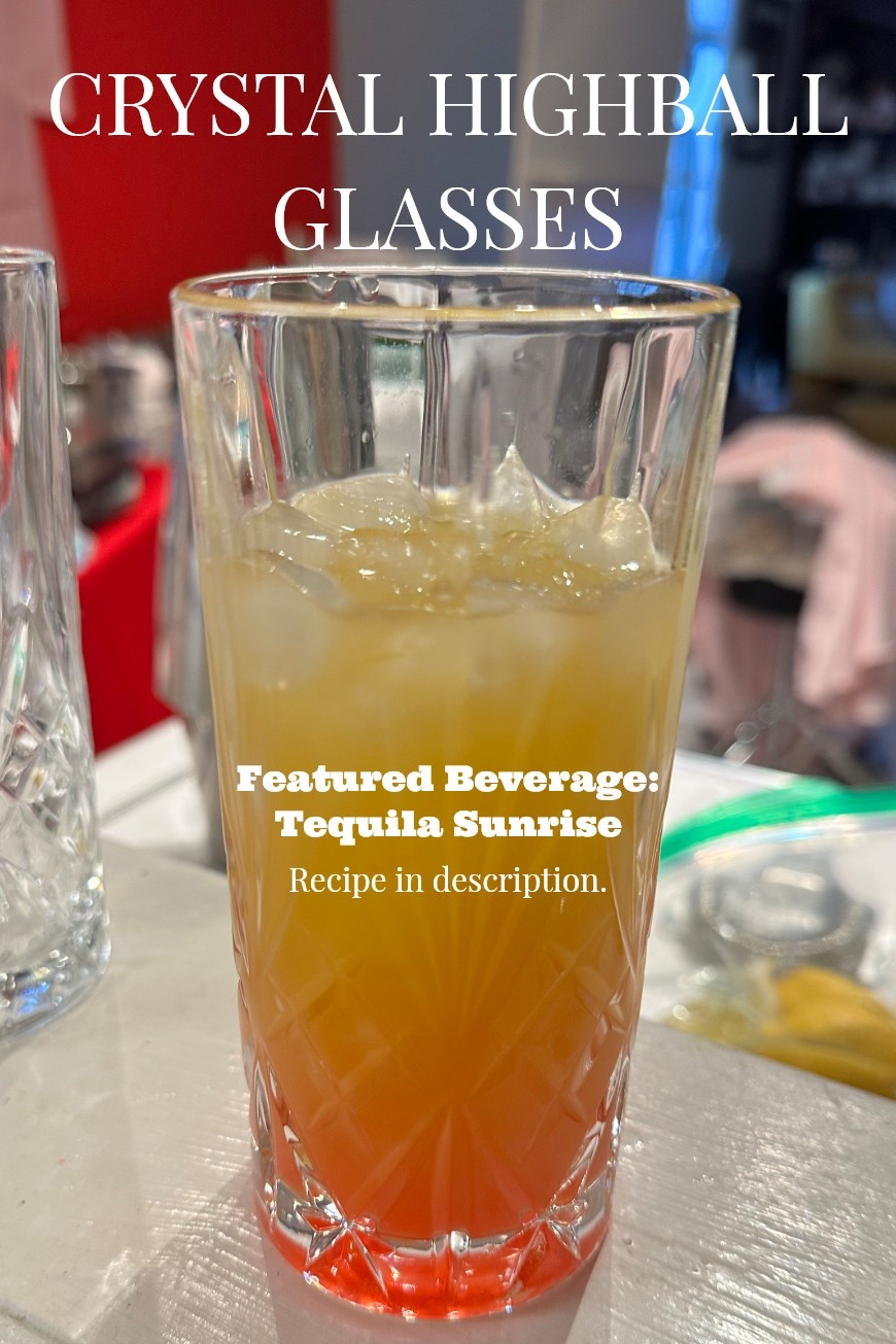 Gorgeous Highball Glasses to add to your home. SAVE THIS POST for the Tequila Sunrise Recipe:

2 ounces Blanco tequila
4 ounces orange juice (freshly squeezed is recommended)
½ ounce grenadine syrup
Ice cubes
Garnish: Orange slice and a maraschino cherry!

#weddingguest #weddinggift #housewarminggift #hostessgift

#LTKGiftGuide #LTKWedding #LTKHome