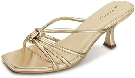 Women's Strappy Square Open Toe Kitten Heels Sandals Knotted Design Summer Fashion Slip On Mule S... | Amazon (US)