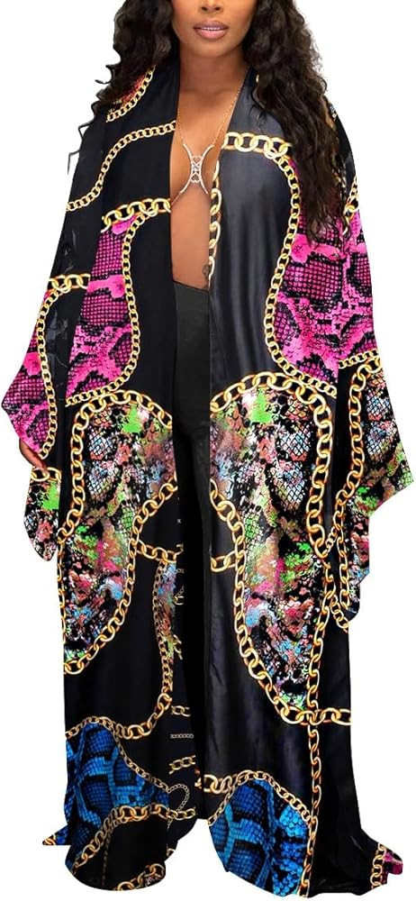 Summer Cardigan For Women Lightweight Satin Open Front Long Kimono Swimsuit Cover Ups Silk Robe P... | Amazon (US)