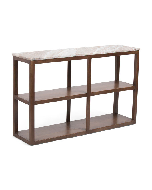 52x14x32 Torrento Solid Marble Top Wooden 3 Tiered Console | Furniture & Lighting | Marshalls | Marshalls