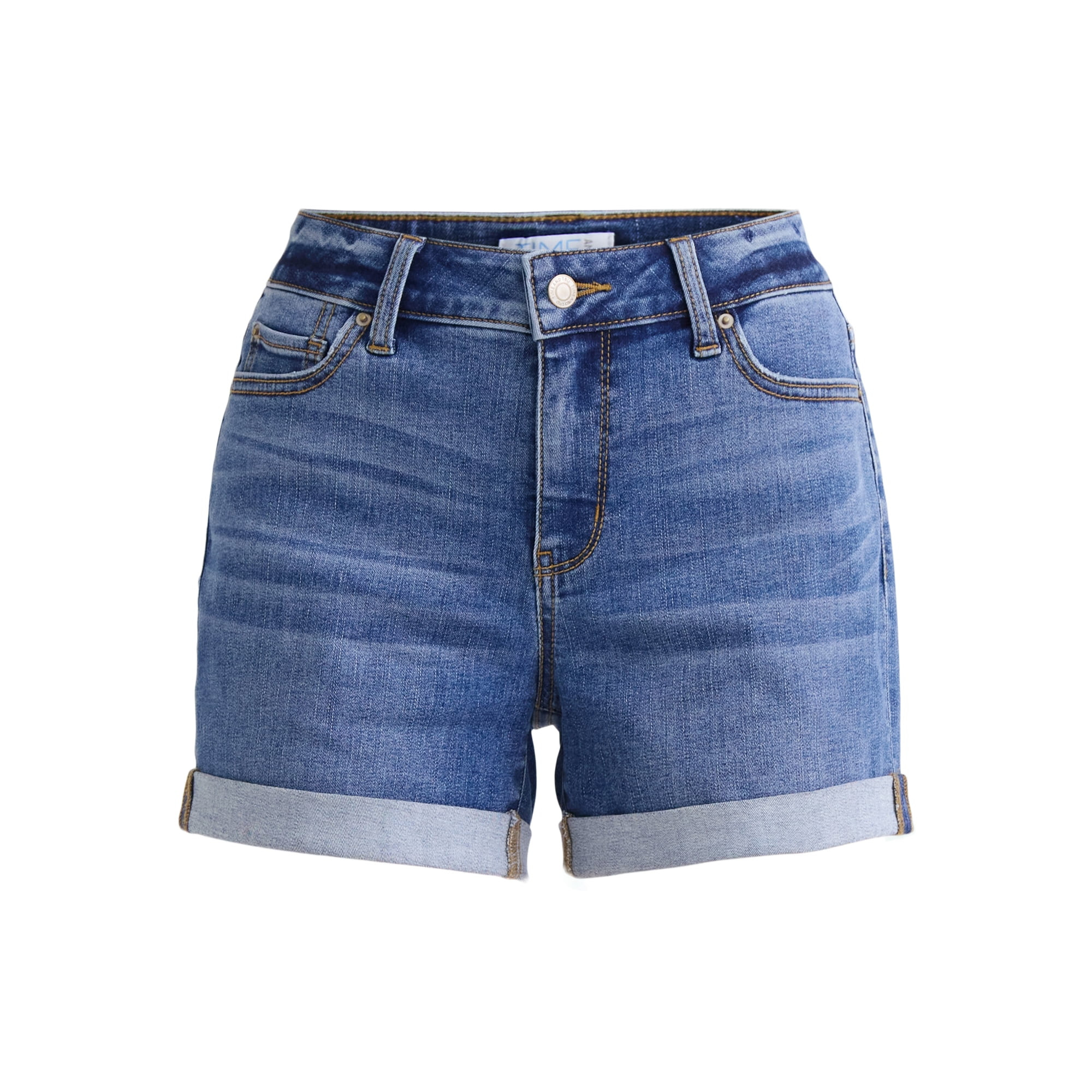Time and Tru Women's Mid-Rise Denim Short, 4" Inseam, Size 2-20 | Walmart (US)
