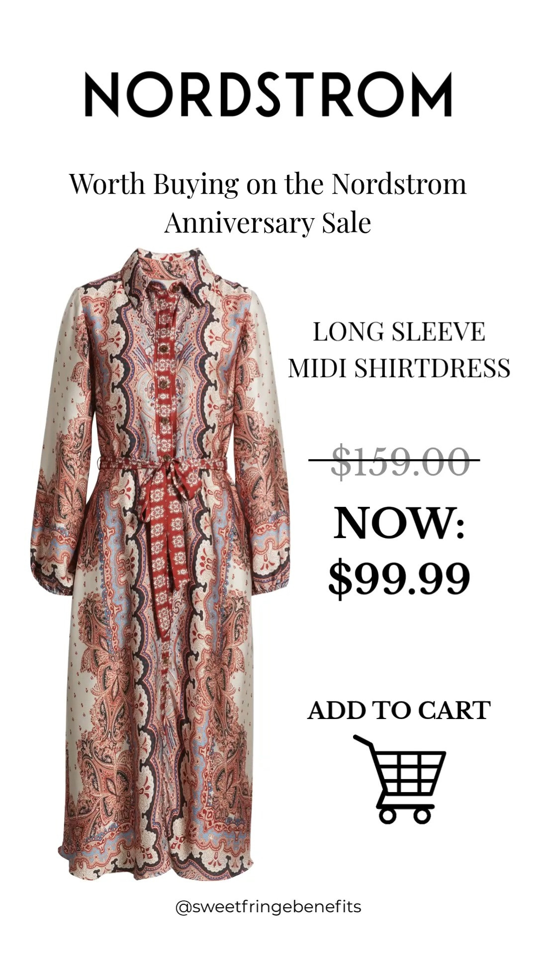 This long sleeve midi shirtdress is one of my favorite Nordstrom Anniversary Sale finds!

The beautiful paisley print, flattering tie waist, and timeless silhouette make it perfect for fall gatherings, work, or weekend outings. Just add boots now and switch to loafers later for an effortless look.

💡 LTK MADE EASY
❤️ Heart = Support my posts!
🔖 Save = Get sale & restock alerts
📋 Lists = Keep favorites organized
📲 Share = Send lists and products to a friend. Hello, Christmas List!
💬 Comment = Ask me anything about sizing or styling. :-) 

 #LTKootd #LTKOver40 #LTKSaleAlert