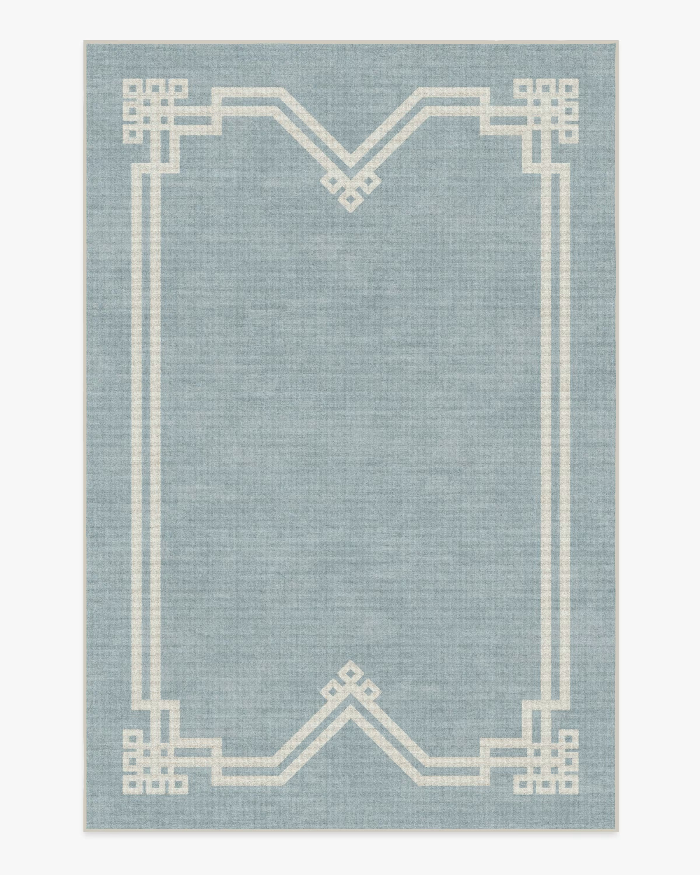 The Hiltons Chrysler Border Chambray Blue Tufted Rug | Ruggable