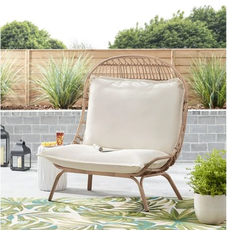 New willow sage steel cuddle patio chair from BH&G at Walmart! Egg chair. Outdoor furniture. Outdoor chair. 

#LTKstyletip #LTKhome #LTKSeasonal