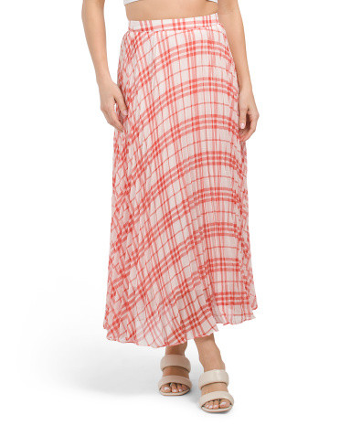 Gingham Pleated Midi Skirt | TJ Maxx