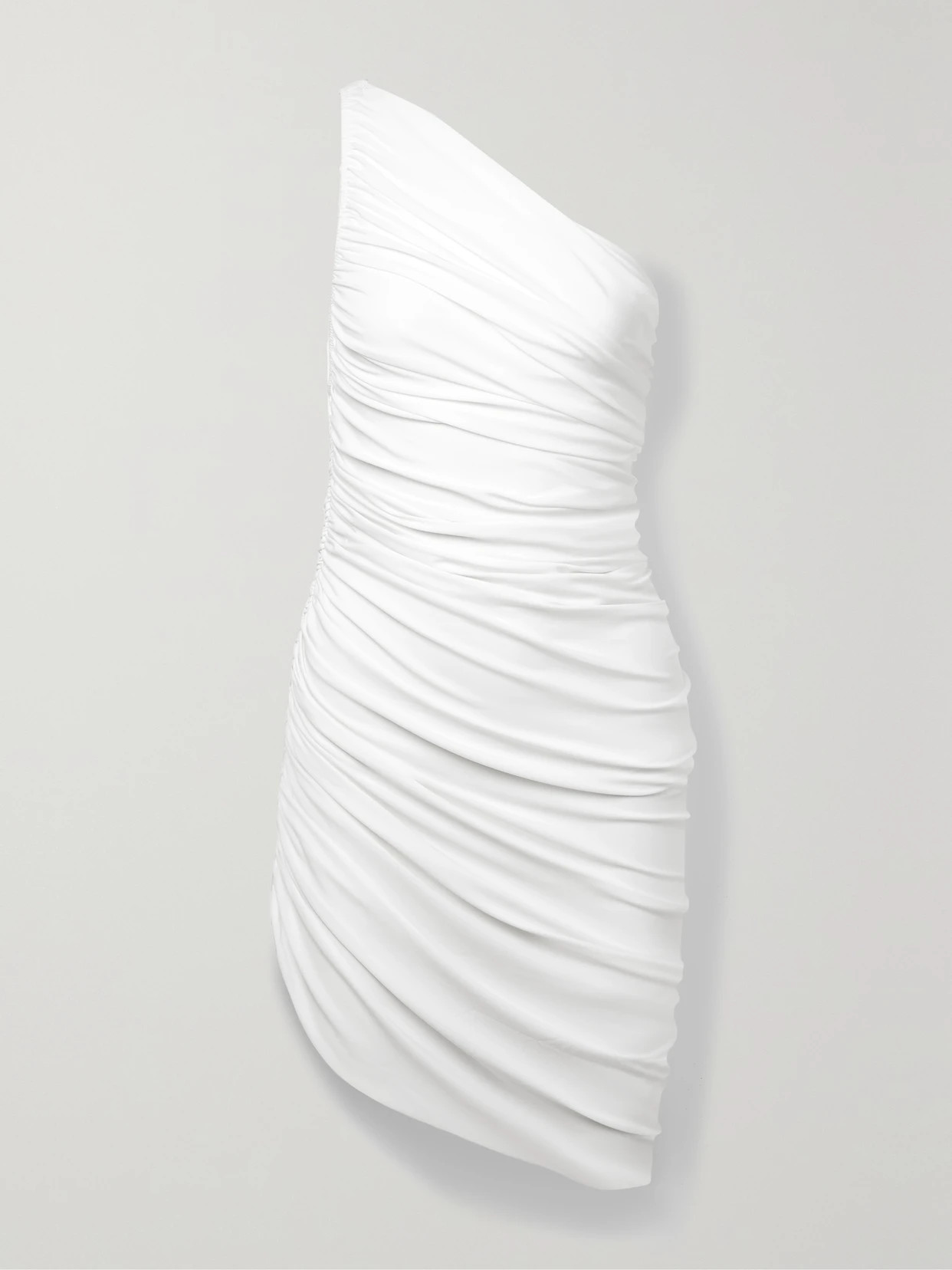 Norma Kamali - Diana One-shoulder Ruched Stretch-jersey Mini Dress - White | NET-A-PORTER (US)