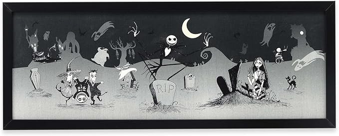 Open Road Brands Disney The Nightmare Before Christmas Halloween Town Scene Framed Wood Wall Deco... | Amazon (US)