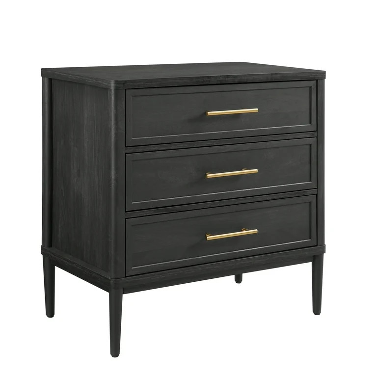 Better Homes & Gardens Oaklee 3 Drawer Nightstand with USB, Charcoal | Walmart (US)