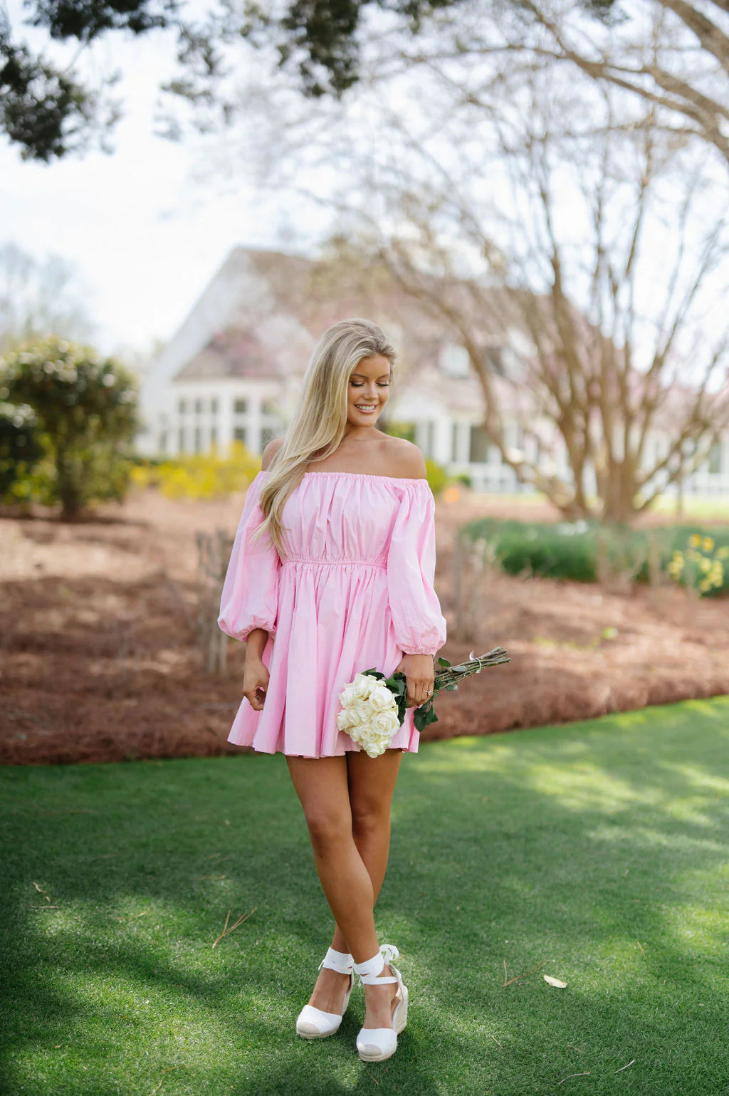 Cotton Poplin OTS Mini Dress-Pink | These Three