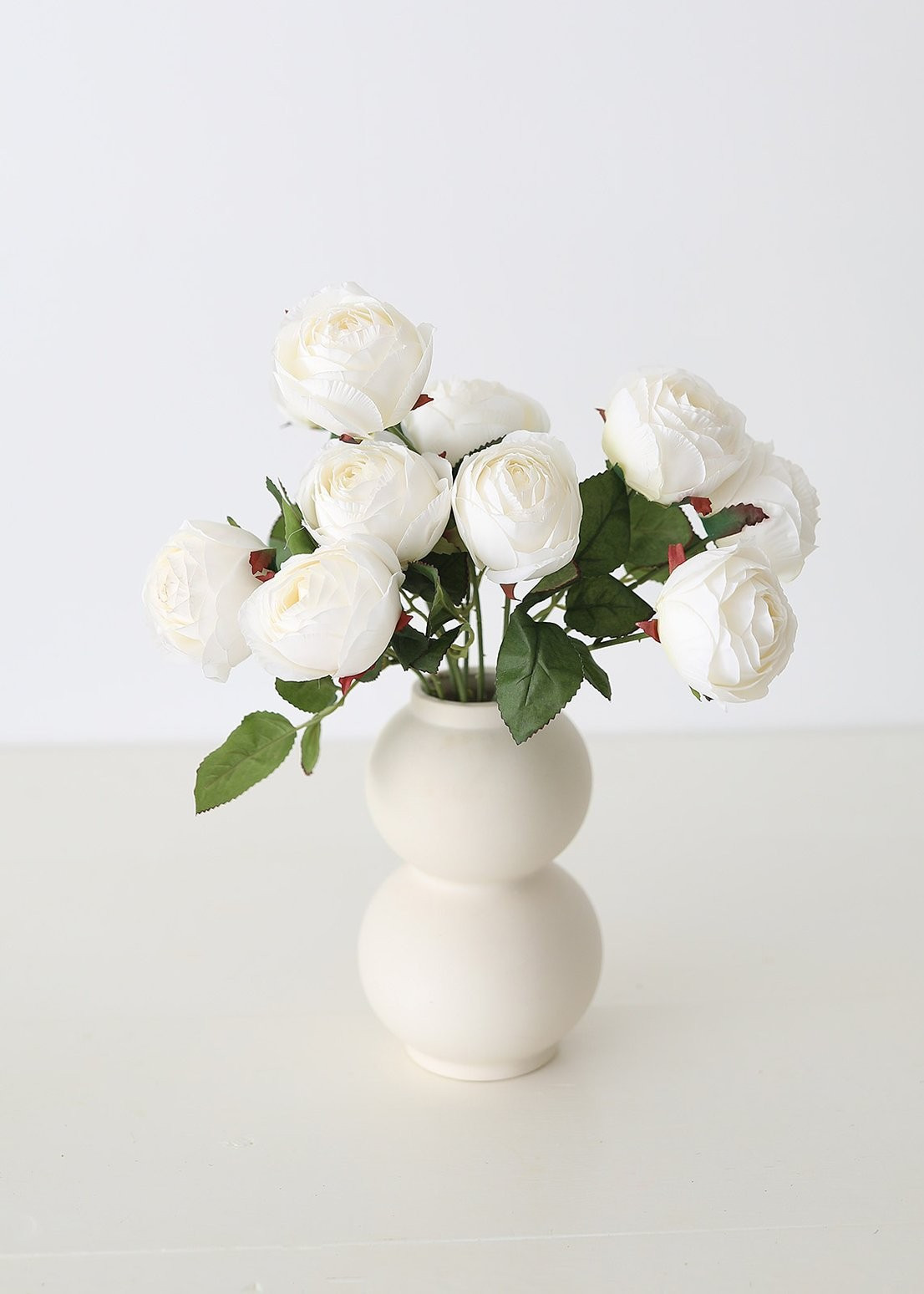 Artificial Flowers Rose Bush in Cream White - 19" | Afloral (US)