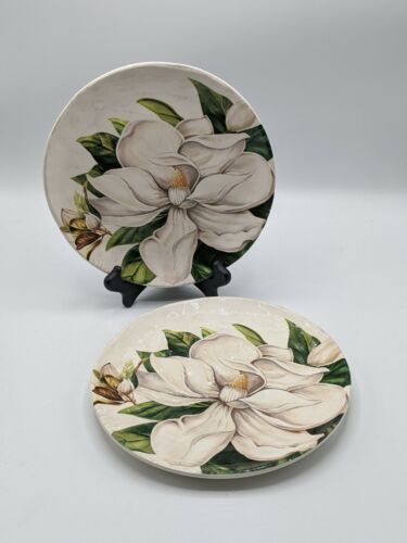 Pier 1 Imports Magnolia Set of 2 Salad Plates 8.75" Ironstone Floral  | eBay | eBay US