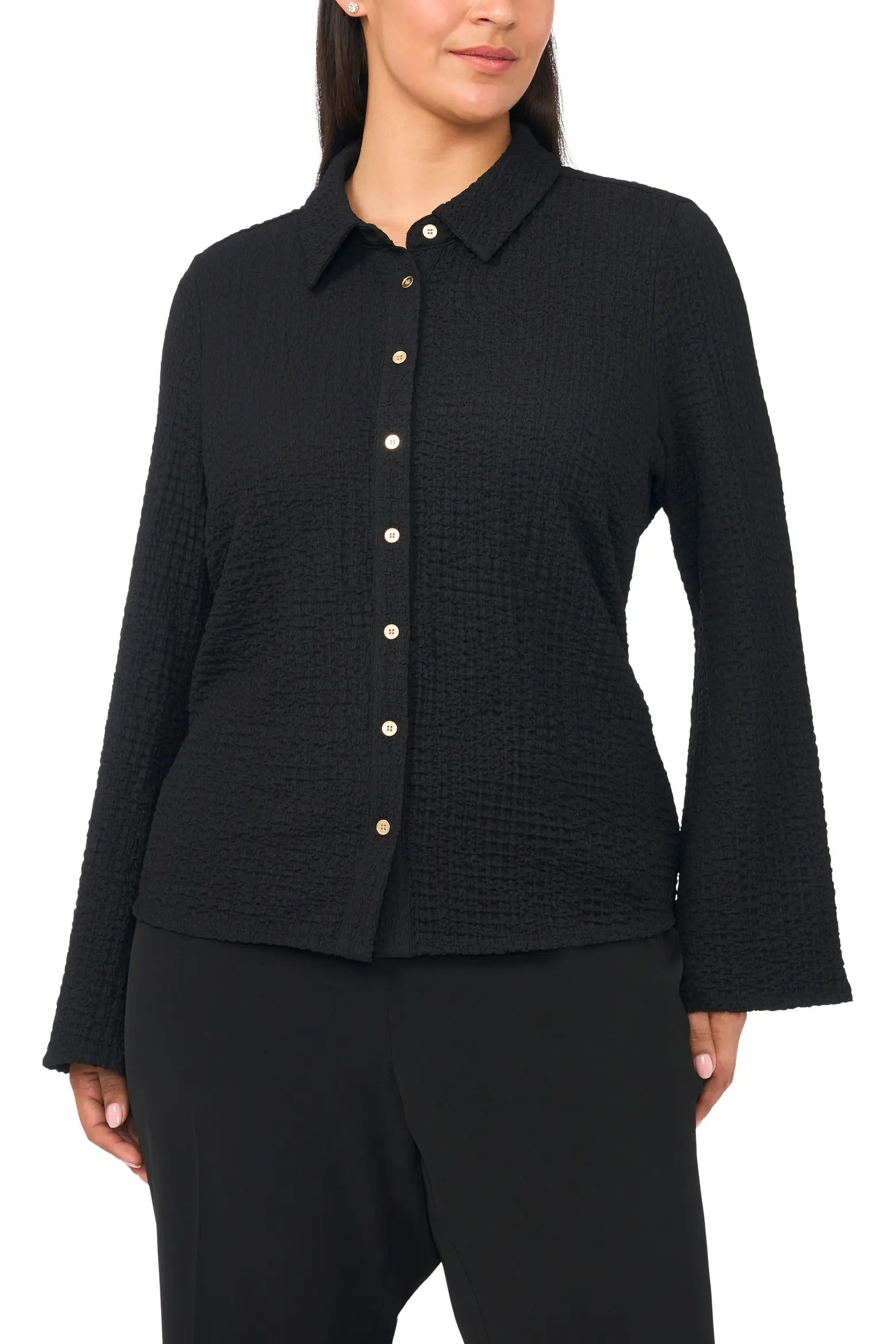 Flare Sleeve Knit Button-Up Shirt (Women) | Nordstrom | Nordstrom