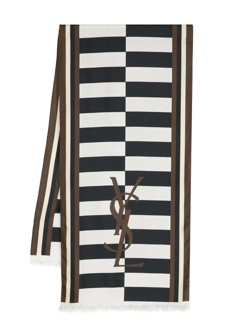 Saint Laurent Cassandre logo-print Silk Scarf - Farfetch | Farfetch Global