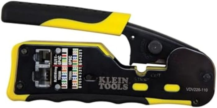 Klein Tools VDV226-110 Ratcheting Modular Data Cable Crimper / Wire Stripper / Wire Cutter for RJ... | Amazon (US)