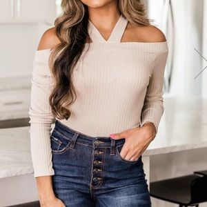 Reasons Why Oatmeal Cold Shoulder Knit Blouse | Poshmark