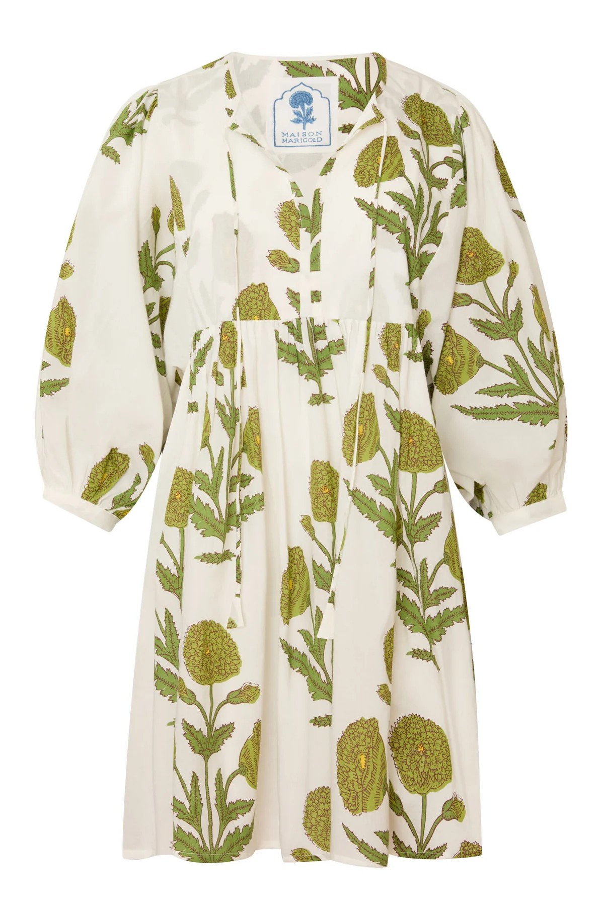 Taj Mini Dress Green Flower | Over The Moon