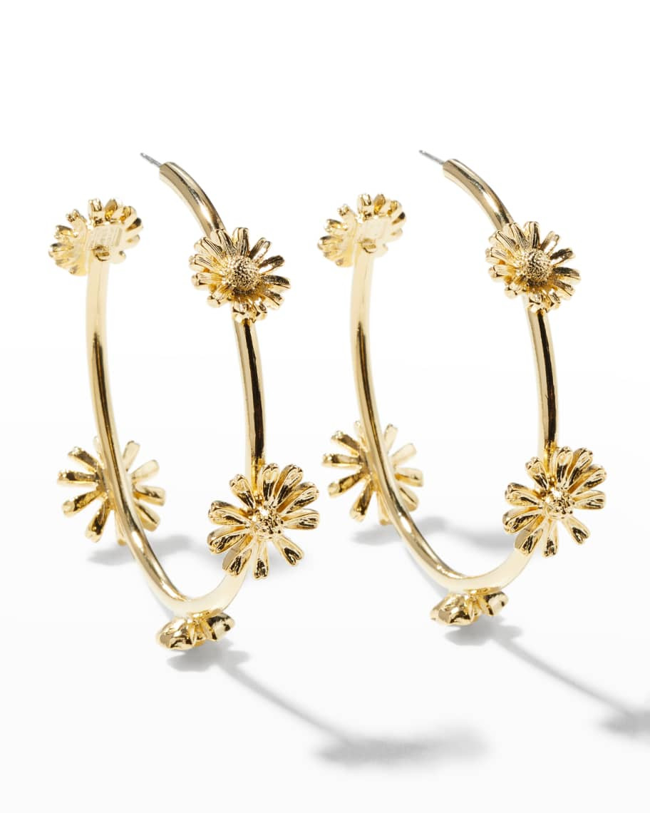 Carolina Herrera Floral Chain Hoop Earrings | Neiman Marcus