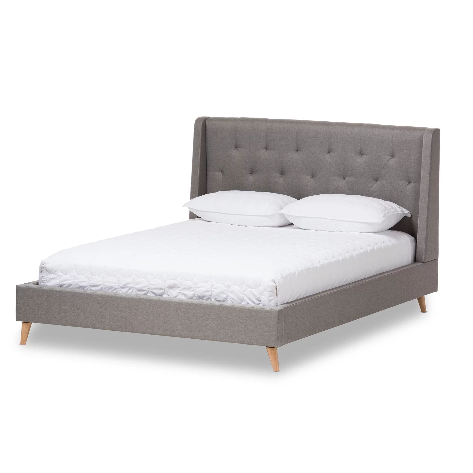 Baxton Studio Adelaide Retro Modern Light Grey Fabric Upholstered Queen Size Platform Bed | Walmart (US)