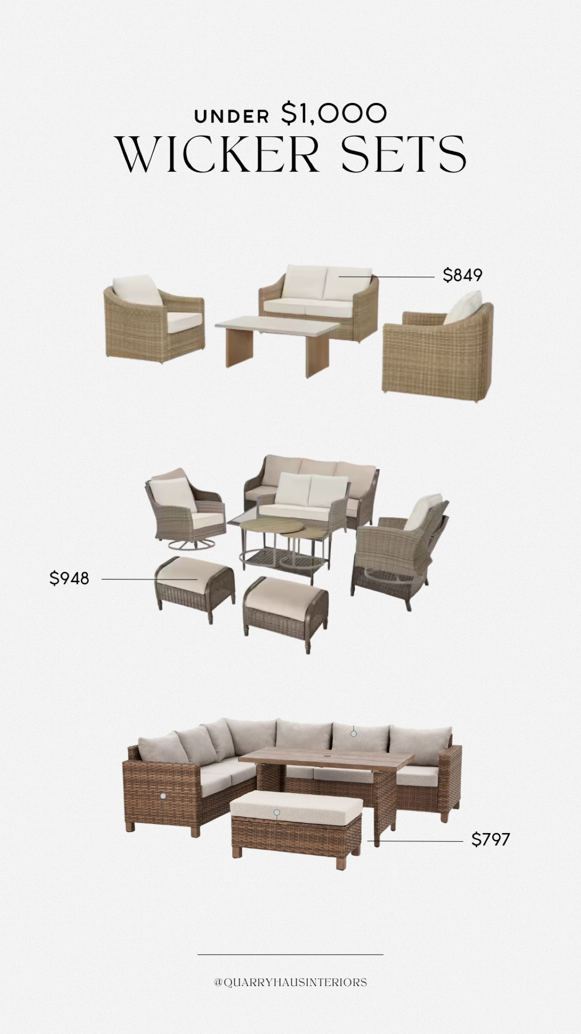 Budget friendly wicker patio furniture lounge sets to upgrade your backyard living space 👏🏼 all under $1,000, including a sectional and conversation sets

#LTKHome #LTKSeasonal