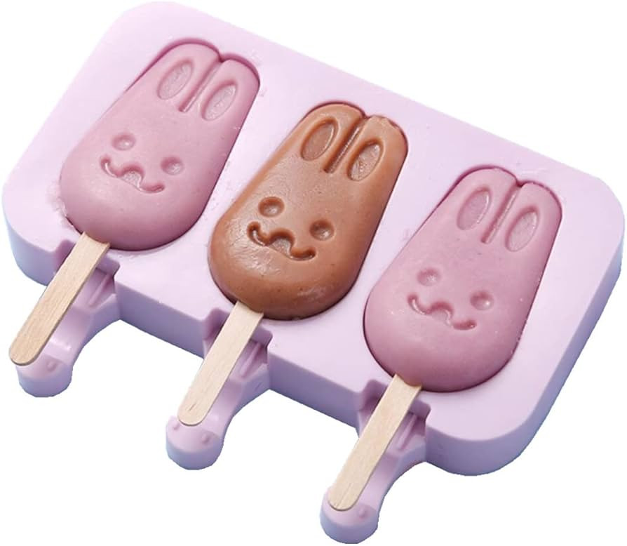 Cute Rabbit Popsicle Molds Silicone Rabbit Ice Pop Molds Homemade Popsicle Silicone Mold with 100... | Amazon (US)
