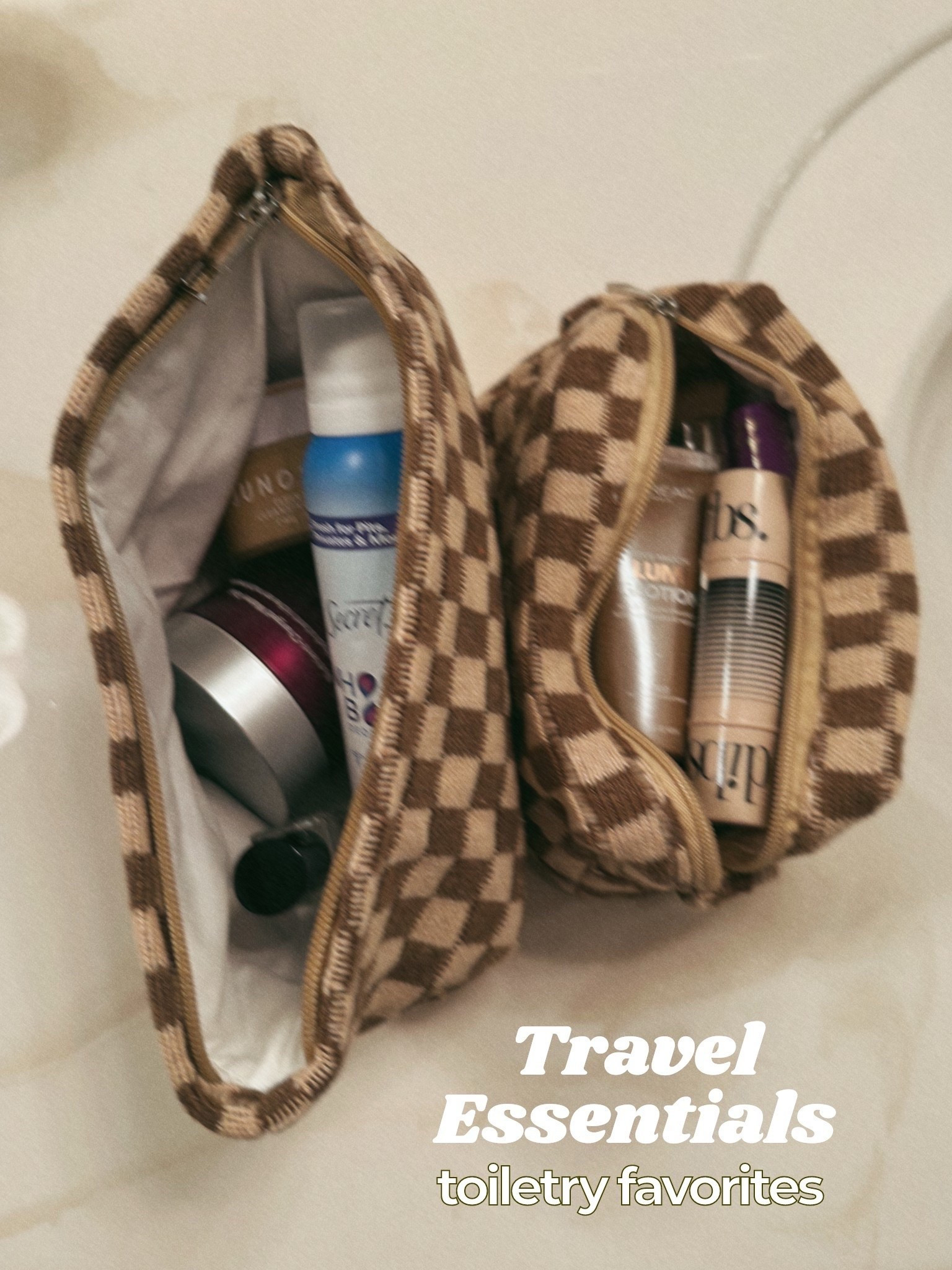 Favorite quick-grab toiletries for a weekend trip! LOVE these travel bags that keep my beauty items organized 🤎

#LTKTravel #LTKBeauty