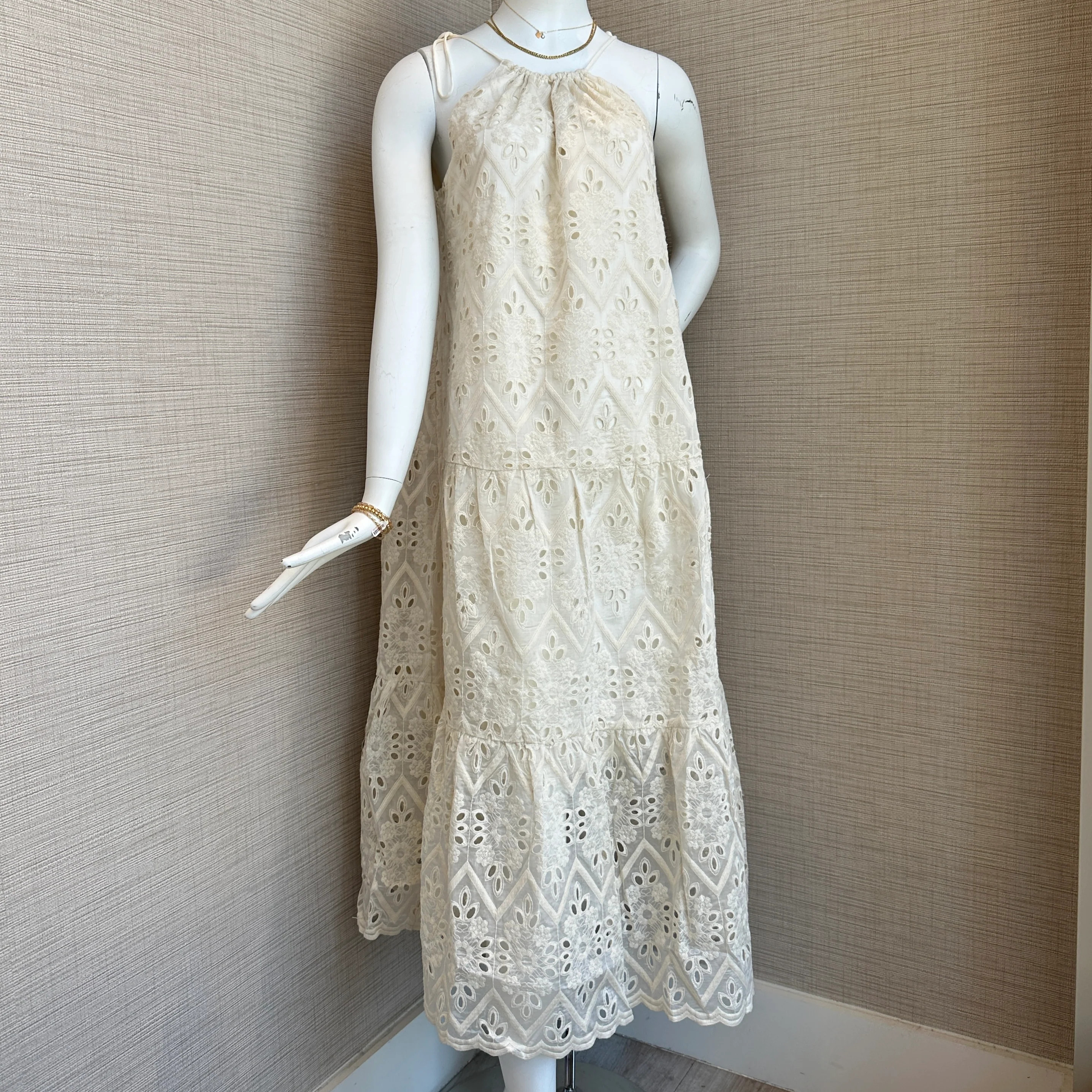 Chiffon Eyelet Tiered Maxi Dress | MTT Collective